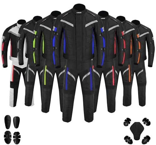 Mens Motorbike 2 Piece Suit Cordura Motorbike Jacket and Trousers CE armoured Waterproof protective Gear For mens boys Riders