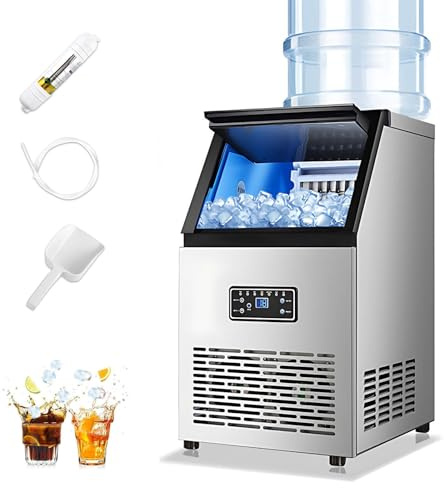 CIELOBLOEN Macchina per Il Ghiaccio sottobanco, 135 libbre/24 Ore, 40 cubetti/Lotto, autopulente, promemoria Intelligente, Timer 24 Ore, Indipendente, Acciaio Inossidabile, per Uso Domestico