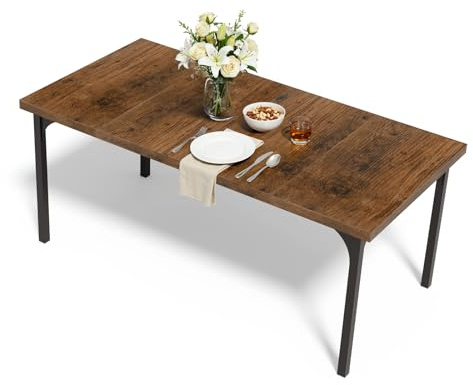 LEADZM Esstisch, Küchentisch, Esszimmertisch 180 x 90 cm für 6-8 Personen, Dining Table für Esszimmer, Büro, Arbeitszimmer (Rustikal-Braun, 180 x 90 x 76 cm)