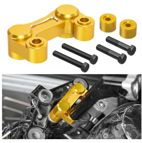 Attacco manubrio moto Per Street Per Bob 114 FXBBS Low Rider S FXLRS 117 Softail FXST Road King FLHR Glide 2.5 Manubrio Riser Piastra Di Richiamo(Golden White)
