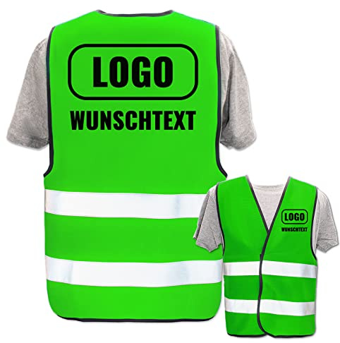 PixiPrints.com Persönliche Warnweste selbst gestalten mit eigenem Aufdruck * Bedruckt mit Name Text Bild Logo Firma