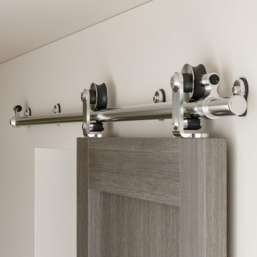 1.2M (4FT) Acier Inoxydable Rail Porte Coulissante, Quincailleri Kit de Rail Pour Porte en Bois Simple