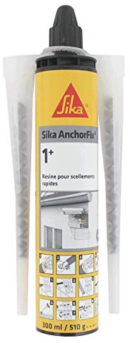 SIKA - Scellement chimique - Sika Anchorfix 1+ Ton Pierre - Int/Ext - Multi-matériaux - Scelle gonds, main courante, garde corps, store de terrasse - Durcissement rapide - Facile à appliquer - 300ml