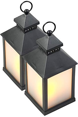 Lunartec LED Flackerlicht: 2er Pack LED-Laterne mit realistischem Flammenspiel und Timer (Laterne Flackerlicht, mit Timer Funktion, Flamme)