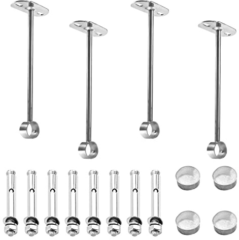 MroMax Gardinenstange, Deckenhalterung, 25 mm, Schrankstangenhalterung, Edelstahl, Stangenendstützen für Schlafzimmer, Schrank, Kleiderstange, Badezimmer und Wohnzimmer, 4 Stück
