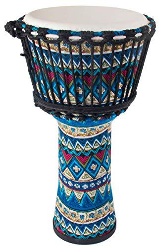 Djembe Drum, AKLOT African Drum Cloth Stitching 11'' x 20'' ABS Resin Lightweight Goatskin Drumhead for Starter Beginners(Blue Floral)