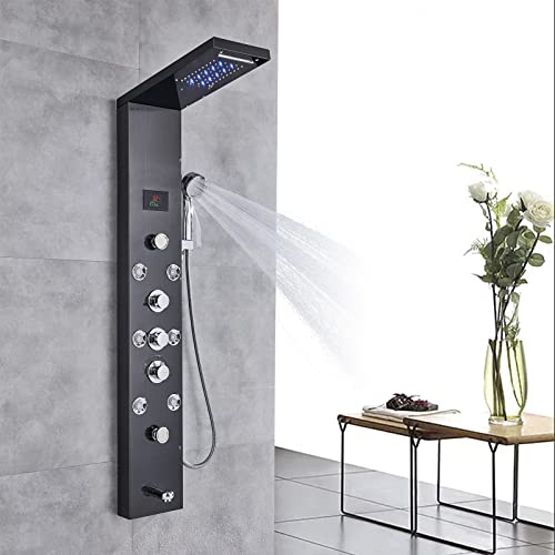 Duschpaneel, multifunktional, Duschpaneel, Edelstahl, Säule mit LCD-Display, Wassertemperatur