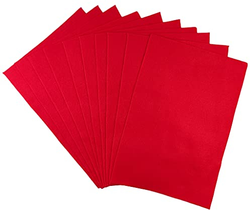Netuno 10 x Deko Filz Rot A4 1mm Bastelfilz Filzstoff zum Dekoration Basteln DIY Handwerk für Kinder Hochzeit Tischdeko Osterdeko Fruehling