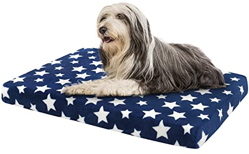 EMPSIGN Hundebett, Hundekissen passend für Käfige, Hundematte mit Abnehmbarem und waschbarem Bezug für große Hunde, Hundebett Wasserdicht XL 107x71cm, 6.6cm Höhe, Farbe Blau