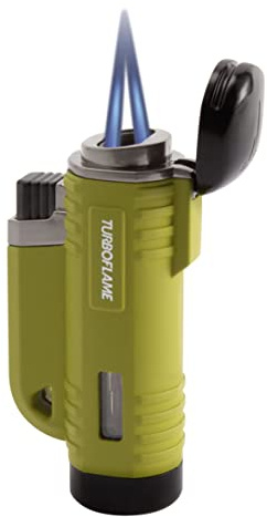 TURBOFLAME Vflame Green - Refillable Windproof Camping Lighter - Suitable for Sailing, Survival and Outdoors