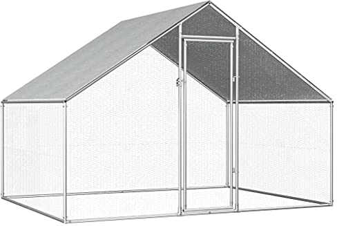 KOIECETA Hühnerstall Stahl Verzinkt 2,75x2x1,92m Kleintierstall Freilauf Vogelkäfig