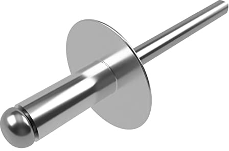 4.8mm x 12mm Stora huvudlegeringsnitar, 250 Packa – Blindnit för metall, nitar med stora flänskupolhuvud, aluminiumkropp och ståldorn popnitar för plåt, metallfästning – trycknitar