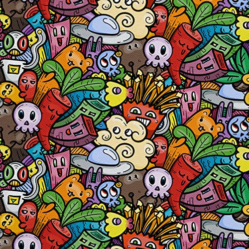 HEKO PANELS Stoff Oxford wasserdicht, Comics, 1 Meter 155 x 100 cm | Dekostoffe zum Nähen und Handwerken, blickdichte Möbelstoffe, Nähstoffe DIY, als Meterware erhältlich