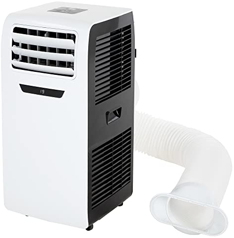 ECD Germany Aire Acondicionador Portátil 4 en 1 Ventilador Enfriador 9000 BTU 2,6kW Silencioso 3 Niveles Temporizador EEK A con Tubo Escape para Ventana o Pared Deshumidificador y Modo Nocturno