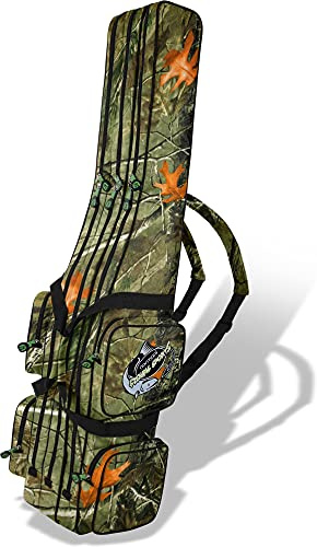 normani Rutentasche Rod Case Angelkoffer Futteral mit 2, 3 oder 4 Ruten-Fächern, Verschiedene Längen wählbar - stark wasserabweisender Fishing Rucksack Autumn Camo 3 Innenfächer 150 cm