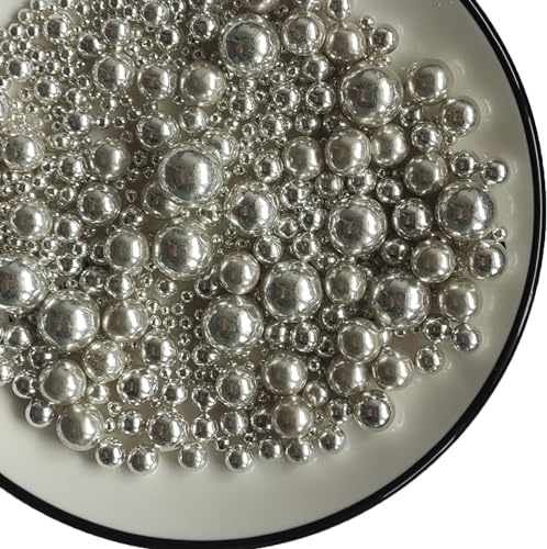 120g/ 4.2oz Sugar Silver Pearl Sprinkles Candy Pearls Cake Decoration Cupcake Toppers Cookie Decorations for Wedding Birthday Halloween Thanksgiving Christmas Christening