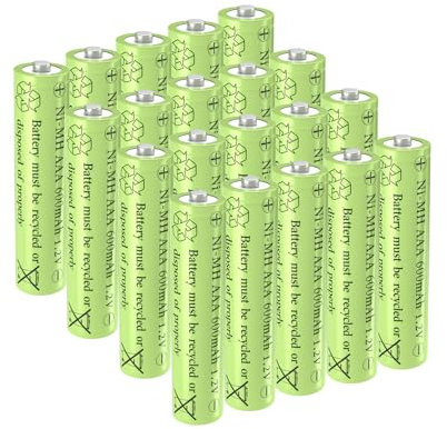 GSUIVEER Rechargeable Solar Light Batteries AAA NiMh 600mAh 1.2V for Outdoor Garden Lights (20 Pack)
