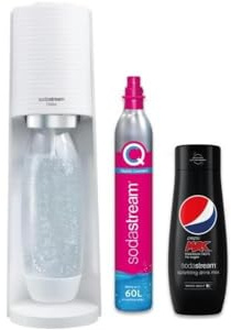 Sodastream Terra Sparkling Water Maker Machine - White + Set of 6 x Pepsi Max concentrates, Sugar-Free
