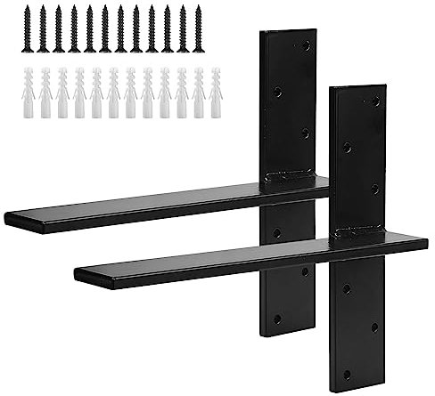 Cskunxia T-Regalhalterung zum Aufhängen, massiv, strapazierfähig, Stahl, T-Regalhalterung mit Schrauben, schwebende Regalhalterungen, pulverbeschichtet, DIY-Projekte (40.6 cm) 2 Stück