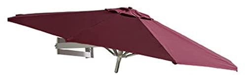 LBONG Wandschirm,Alu Sonnenschirm Balkon Ampelschirm mit Metallmast Balkonschirm mit Wand Halterung ohne Schirmständer (2.5m(8.2ft),Burgundy)