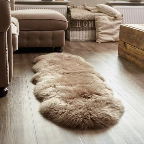 Naturally Sheepskins 100% Genuine Long Wool Sheepskin Rug, Luxury New Zealand Sheepskin, Natural Silky Soft Lamb Skin, Thick & Fluffy, Long Runner for Bedroom & Living Area, 2X 6 ft. (Mocha)