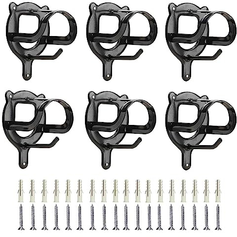 HDYEGIOU 6 Counts Horse Bridle Rack Bridle Bracket Bridle Hooks Metal Halter Hanger with Tubes and Screws for Horse Barn Supplies,Black