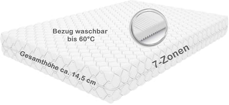 Mountbeaver Newport 140x200 cm mittel - 7- Zonen Matratze, ca. 14,5 cm Gesamthöhe, Bezug waschbar bis 60 Grad, Oeko-TEX® 100