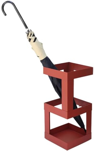 Regenschirmständer Retro-Roter Regenschirm Aufbewahrungsständer, Robuster Schirmhalter Aus Schmiedeeisen, Dreidimensionaler Geometrischer Schirmständer, Für Villen, Cafés