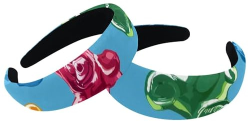 2 Pack Polyester Wide Headbands for Women, Gummy Bear Headbands Hair Band Fashion Non Slip Hairhoop for Girls Women Hair Accessories