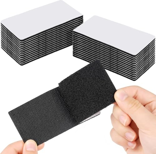 20Pcs 30mmx100mm Double Sided Sticky Pads, Extra Sticky Hook and Loop Tapes, Strong Heavy Duty Adhesive Sticky Back Pads for Mounting or Organizing Car Floor, Mats, Carpet Mirror (Black)