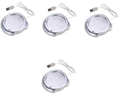 Amosfun 4 Pièces Chauffe Tasse USB Chauffe-Tasse USB pour Bureau Tasse à café électrique de Bureau Plaque chauffante pour mug Chauffe-USB Tasses à café Chauffe-Tasse à thé USB Silver
