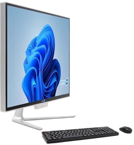 SIMPLETEK PC All in One Core i5 fino 3.20GHz 4GB RAM SSD 480GB Windows 11 Pro | Display 24 FHD Webcam integrata WiFi BT LAN HDMI | Computer Fisso Casa Ufficio Scuola Lavoro