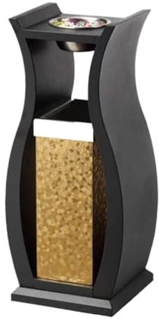 GAOJUNAN Cenicero Exterior Papelera De Exterior Papelera De Acero Inoxidable Papelera Comercial Moderna Con Cenicero Independiente Papelera Exterior(Black)