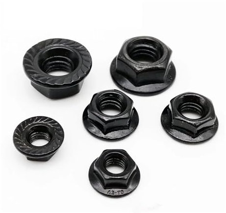 JNHGSHUAISDF Flanschmuttern Flanschmutter, Klemmmutter, 2/10 Stück M3 M4 M5 M6 M8 M10 M12 Schwarz A2-70 304 Edelstahl Sechskantkopf gezähnte Spinlock-Kontermutter 6923(M10 2pcs)
