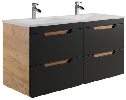 Vente-unique-Mobile per bagno sospeso con lavabo da incasso 120 cm le e Antracite - ARUBA