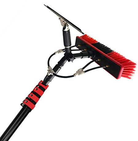 Professional 3 in 1 Window Cleaning Kit 9M Water Fed Pole with Scrubber Brush Spray Washer and Window Squeegee Ideal for Outdoor Window Cleaning Glass Solar Panels and More