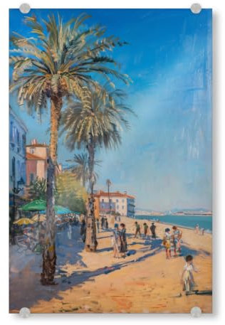 artboxONE Acrylglasbild 75x50 cm Natur EIN sonniger Tag am Meer Bild hinter Acrylglas - Bild Meer Palme Strand