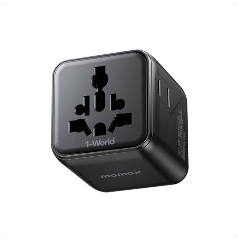 MOMAX Adaptateur Prise Universelle pour la Plupart des Pays d'europe, USA, Japon, Australie (Type C/A/G/I), Adaptateur Voyage pour 2 Prises CA