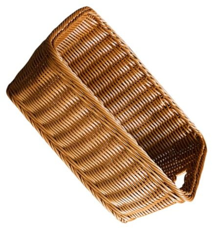 CHILDWEET Cesta De Almacenamiento Tejida De Ratán Sintético Organizador De Escritorio Estable Cesta Decorativa Para y Artículos De Mesa