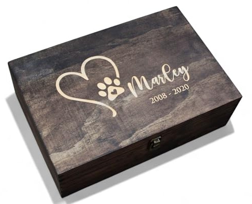 Personalized Pet Memory Keepsake Box Custom Engraved Wooden Memorial Urn Box with Lid - Pet Loss Gift for Dogs or Cats Remembrance Storage Boxes for Ashes, Photos Forever Friend Always In Your Heart