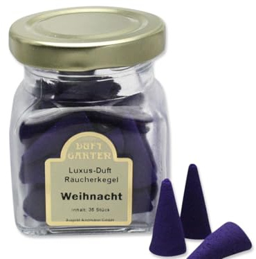 LivuX Räucherkegel „Luxusdüfte Weihnacht“ – 35 STK. im Glas – Festlicher Duft für eine warme und besinnliche Atmosphäre 1091