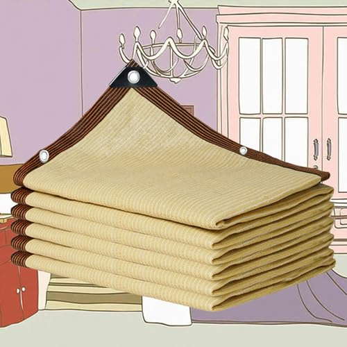 KSQP Telo Ombreggiante 3x4 Occhiellato Traspirante Vela Ombreggiante Rettangolare Tela Ombreggiante Vela Parasole Oscurante 90% Anti-UV Antistrappo Giardino, Patio, Pergola, Cortile-Sabbia,beige-4x7m