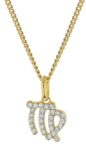 GLIZZ Sternzeichen Jungfrau Gold 333/8K an vergoldeter Silberkette | modischer Halsschmuck für Frauen, wunderschöne Geschenkidee und edles Accessoire,