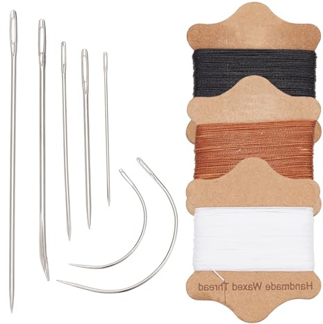Hilos de Coser para Tapicería de Cuero de 3 color Letsinstyle, Kit de Reparación de Costura de Cuero con 7 estilo de Agujas para Lona, Kit de Costura Resistente para Zapatos de Asiento de Sofá de Coch