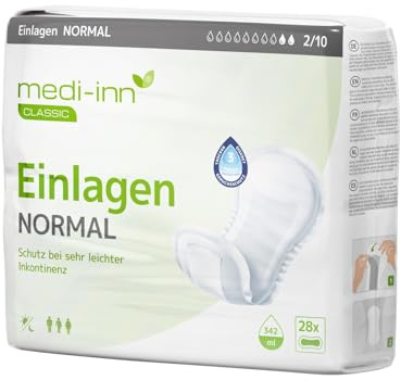 Medi-Inn - Inserti per incontinenza NORMAL, 1 x 28 pezzi, 2 gocce, unisex, colore: Bianco