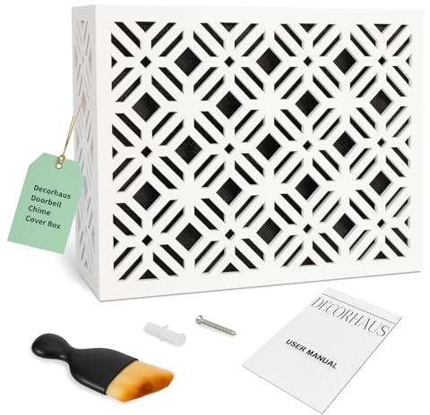 Decorhaus Doorbell Chime Cover Box Only, Modern & Decorative Covers for Indoor Chimes, Universal Fit for any Door Bell - White Aesthetic Wooden Design - Easy to Install with included Screws