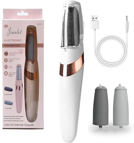 Vtizikl Extracteur de peau dure, baguette de pied avec deux rouleaux, limes électriques pour les peaux dures, imperméables, pour traiter les talons secs craquelés, les callosités et les peaux mortes