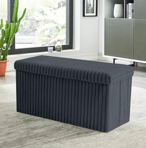 GC GAVENO CAVAILIA Ottoman Storage Box Chest With Lid 76X35X35Cm - Charcoal