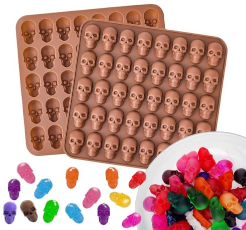 2 Pack Halloween Skull Mould (40 Cavities): Food-Grade for Chocolate Skulls, Gummy Mould, Halloweens Ice Cube Moulds | Non-Stick Halloween Moulds Silicone