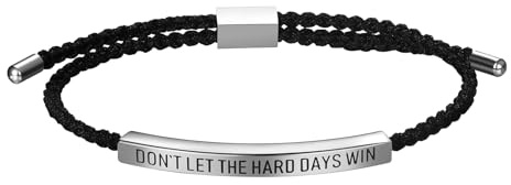 OIDEA Unisex Armband geflochten mit Gravur: Mit Gravur Don't let The Hard Days Win Remember who The Fuck You Are Motivationsschmuck verstellbar Handgelenk Geschenk für Damen Herren Gold Silber